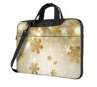 DCEHGEW Gold silk christmas Printed Laptop Bag 14 inch, Triple-Layers Protection Shockproof Crossbody Laptop Shoulder Bag for Men Women