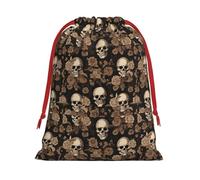 DCEHGEW gothic wallpaper skull Soft Drawstring Gift Wrapping Bags, Reusable Polyester Pouch Storage Bag for Christmas, Halloween, Party Favors, Jewelry, Small Size: 7.9x10.6 inches