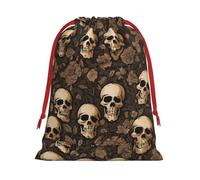 DCEHGEW gothic wallpaper skull Soft Drawstring Gift Wrapping Bags, Reusable Polyester Pouch Storage Bag for Christmas, Halloween, Party Favors, Jewelry, Small Size: 7.9x10.6 inches