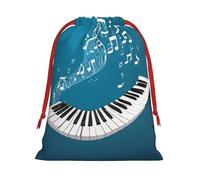 DCEHGEW Green and white piano keys Soft Drawstring Gift Wrapping Bags, Reusable Polyester Pouch Storage Bag for Christmas, Halloween, Party Favors, Jewelry, Small Size: 7.9x10.6 inches