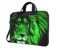 DCEHGEW Green cool lion Printed Laptop Bag 14 inch, Triple-Layers Protection Shockproof Crossbody Laptop Shoulder Bag for Men Women