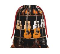 DCEHGEW Guitar Bass Music Musical Instruments Soft Drawstring Gift Wrapping Bags, Reusable Polyester Pouch Storage Bag for Christmas, Halloween, Party Favors, Jewelry, Medium Size: 11.8x15.8 inches