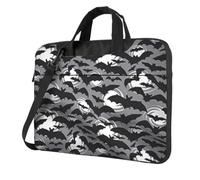 DCEHGEW Halloween Bats Grey Printed Laptop Bag 14 inch, Triple-Layers Protection Shockproof Crossbody Laptop Shoulder Bag for Men Women