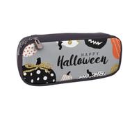 DCEHGEW Happy-Halloween-Day Prints PU Leather Pencil Case Flip-top Zipper Pen Pouch Organizer for School, Office, Travel, Personalized Gift