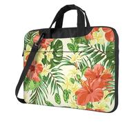 DCEHGEW hojas tropicales y flores Printed Laptop Bag 13 inch, Triple-Layers Protection Shockproof Crossbody Laptop Shoulder Bag for Men Women