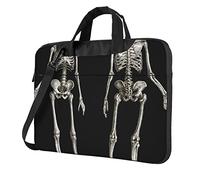 DCEHGEW Human Skeleton Printed Laptop Bag 14 inch, Triple-Layers Protection Shockproof Crossbody Laptop Shoulder Bag for Men Women