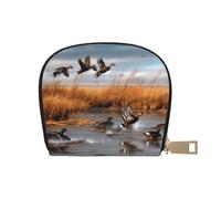 DCEHGEW Hunting Flying Wild Duck 2 Credit Card Holder Pouch Shell Wallet Business Card Case Storage Zipper Coin Pocket Purse Xmas Gift