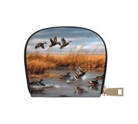 DCEHGEW Hunting Flying Wild Duck Credit Card Holder Pouch Shell Wallet Business Card Case Storage Zipper Coin Pocket Purse Xmas Gift