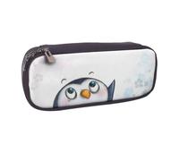 DCEHGEW I Love Penguins Prints PU Leather Pencil Case Flip-top Zipper Pen Pouch Organizer for School, Office, Travel, Personalized Gift