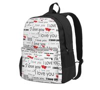 DCEHGEW I Love You Words with Hearts Printed Travel Laptop Backpack, Lightweight School Bag for Hiking and Casual Daypack Use