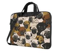DCEHGEW Imagen De Pug Printed Laptop Bag 15.6 inch, Triple-Layers Protection Shockproof Crossbody Laptop Shoulder Bag for Men Women