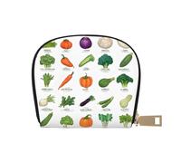 DCEHGEW Introduction of various vegetables Credit Card Holder Pouch Shell Wallet Business Card Case Storage Zipper Coin Pocket Purse Xmas Gift