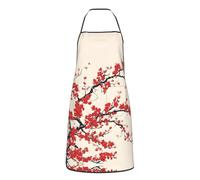 DCEHGEW Japanese Spring Plum Floral Kitchen Cooking Baking Aprons With Pockets Thanksgiving Christmas Birthday Gifts For Chef