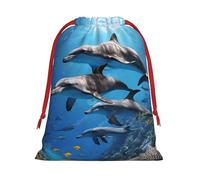 DCEHGEW Killer Whale Print Soft Drawstring Gift Wrapping Bags, Reusable Polyester Pouch Storage Bag for Christmas, Halloween, Party Favors, Jewelry, Large Size: 15.8x20.9 inches