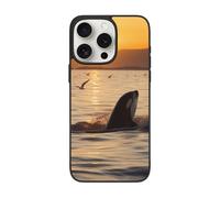 DCEHGEW Killer Whale Under Sunset Prints Phone Case for iPhone 15 Pro 6.1 inch, TPU Shockproof Phone Cover Case, Supports Wireless Charging, with Lens Protection