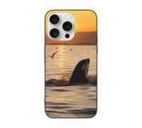DCEHGEW Killer Whale Under Sunset Prints Phone Case for iPhone 15 Pro 6.1 inch, TPU Shockproof Phone Cover Case, Supports Wireless Charging, without Lens Protection