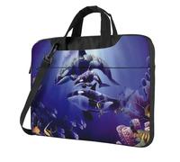 DCEHGEW Killer Whales Printed Laptop Bag 15.6 inch, Triple-Layers Protection Shockproof Crossbody Laptop Shoulder Bag for Men Women