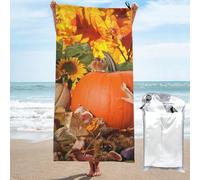 DCEHGEW Leaves Happy Thanksgiving Day Pumpkin Printed Quick Dry Bath Towel 80x160 CM, Highly Absorbent Bath Sheet with Bag for Beach, Travel, Hotel and Home