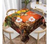 DCEHGEW Leaves Happy Thanksgiving Day Pumpkin Prints Square Tablecloth 152x152 CM, Waterproof Fabric Table Cloth for Dining Table, Farmhouse Table Cover for Kitchen Dining Tabletop Decoration