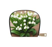 DCEHGEW Lilies of the Valley Credit Card Holder Pouch Shell Wallet Business Card Case Storage Zipper Coin Pocket Purse Xmas Gift