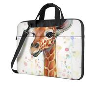DCEHGEW little giraffe Printed Laptop Bag 15.6 inch, Triple-Layers Protection Shockproof Crossbody Laptop Shoulder Bag for Men Women