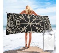 DCEHGEW Magical Design Norse Runes Compass Printed Quick Dry Bath Towel 140x70 CM, Highly Absorbent Bath Sheet with Bag for Beach, Travel, Hotel and Home