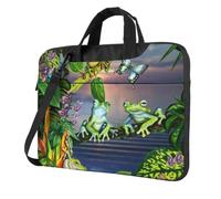 DCEHGEW Many Frogs Sing on The Branches Printed Laptop Bag 15.6 inch, Triple-Layers Protection Shockproof Crossbody Laptop Shoulder Bag for Men Women