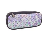 DCEHGEW Mermaid Pastel Pink Purple Aqua Teal Prints PU Leather Pencil Case Flip-top Zipper Pen Pouch Organizer for School, Office, Travel, Personalized Gift