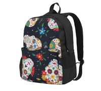 DCEHGEW Mexican Sugar Horror Skull Printed Travel Laptop Backpack, Lightweight School Bag for Hiking and Casual Daypack Use