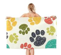DCEHGEW Microfiber Beach Towel 130x80 CM - Cute Colorful Dog Paw Prints Quick-Dry Absorbent Pool Towel for Swim Gym Travel