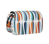 DCEHGEW Mid Century Modern Retro with Drop Shapes Prints Flap Pencil Case Stylish Storage Bag, Double Layer Large Capacity Pen Pouch for School Office Travel