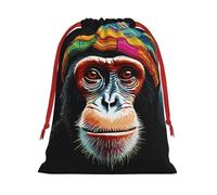 DCEHGEW Monkey Soft Drawstring Gift Wrapping Bags, Reusable Polyester Pouch Storage Bag for Christmas, Halloween, Party Favors, Jewelry, Large Size: 15.8x20.9 inches