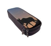 DCEHGEW Moose Mountain Pine Tree Wilderness Prints PU Leather Pencil Case, Flip-Top Zipper Pen Pouch Organizer for School Office Travel, Stationery Holder, Gift for Women Men Kids