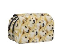 DCEHGEW Mr Doge Meme Printed Flip Pencil Case with 2 Compartments, Large Capacity, Portable Stationery Organizer for School, Travel and Art