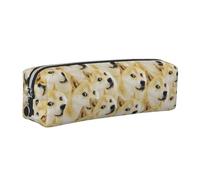 DCEHGEW Mr Doge Meme Printed Leather Pencil Case Cute Stationery Organizer Simple Makeup Bag Pen Pouch, Silver Zipper