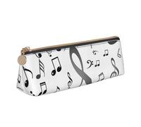 DCEHGEW Music Note Printed Zipper Pencil Case Cute Stationery Organizer PVC Leather Triangle Makeup Bag Pen Pouch