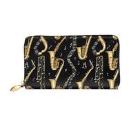 DCEHGEW (Musical Notes Treble) Faux Leather Wallet Long Clutch Zipper Purse Card Holder Travel Coins Cash Organizer Phone Pocket 7.48 x 4.13 x 0.9 inches