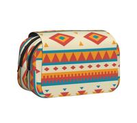 DCEHGEW Native American-Pattern Prints Flap Pencil Case Stylish Storage Bag, Double Layer Large Capacity Pen Pouch for School Office Travel