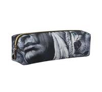 DCEHGEW Native Americans Wolf Printed Leather Pencil Case Cute Stationery Organizer Simple Makeup Bag Pen Pouch, Gold Zipper