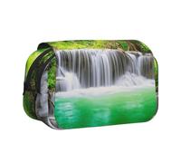 DCEHGEW Natural Jungle Scenery Printed Flip Pencil Case with 2 Compartments, Large Capacity, Portable Stationery Organizer for School, Travel and Art