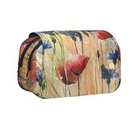 DCEHGEW Natural Scenery Flowers Printed Flip Pencil Case with 2 Compartments, Large Capacity, Portable Stationery Organizer for School, Travel and Art