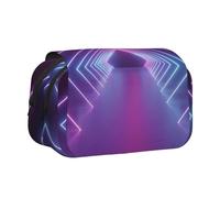 DCEHGEW Neon Lights Tunnel Printed Flip Pencil Case with 2 Compartments, Large Capacity, Portable Stationery Organizer for School, Travel and Art