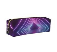 DCEHGEW Neon Lights Tunnel Printed Leather Pencil Case Cute Stationery Organizer Simple Makeup Bag Pen Pouch, Gold Zipper