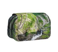 DCEHGEW Norway Terrain Printed Flip Pencil Case with 2 Compartments, Large Capacity, Portable Stationery Organizer for School, Travel and Art