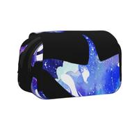 DCEHGEW Orca Killer Whale Prints Flap Pencil Case Stylish Storage Bag, Double Layer Large Capacity Pen Pouch for School Office Travel