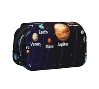 DCEHGEW Outer Space Solar System Printed Flip Pencil Case with 2 Compartments, Large Capacity, Portable Stationery Organizer for School, Travel and Art