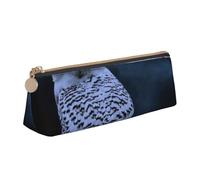DCEHGEW Owl at Night Printed Zipper Pencil Case Cute Stationery Organizer PVC Leather Triangle Makeup Bag Pen Pouch