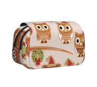 DCEHGEW Owls on Tree Branches Printed Flip Pencil Case with 2 Compartments, Large Capacity, Portable Stationery Organizer for School, Travel and Art