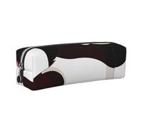 DCEHGEW Panda Printed Leather Pencil Case Cute Stationery Organizer Simple Makeup Bag Pen Pouch, Silver Zipper