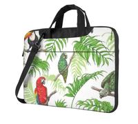 DCEHGEW Parrot Birds and Tropical Tree Printed Laptop Bag 15.6 inch, Triple-Layers Protection Shockproof Crossbody Laptop Shoulder Bag for Men Women